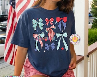 Patriotic Fourth of July Bows PNG Digital Design