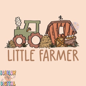 Little Farmer PNG-Tractor Sublimation Digital Design Download-barn png, boy png, little boy designs, western png designs, country boy png