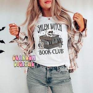 Salem Witch Book Club PNG-Halloween Sublimation Digital Design Download-book reader png, spell book png, spooky season png, witchcraft png image 5