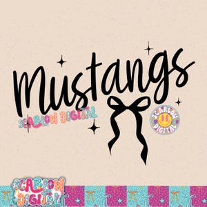 Mustangs PNG Digital Design, mustangs bow png, single color png, football season png, coquette png, back to school png, school spirit png