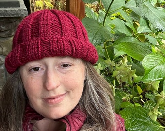 Knitting Pattern - Basic Ribbed Hat| Very Easy Hat made with chunky yarn for a quick knit
