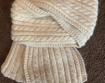 Breipatroon - basissjaal met kabel | Zeer gemakkelijke sjaal gemaakt met grof garen voor snel breien