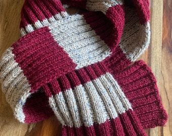 Knitting Pattern - Basic Ribbed Striped Scarf| Very Easy Scarf made with chunky yarn for a quick knit