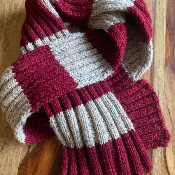 Knitting Pattern - Basic Ribbed Striped Scarf| Very Easy Scarf made with chunky yarn for a quick knit