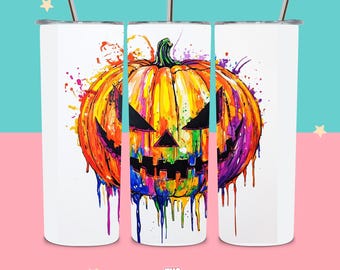 Halloween Tumbler Wrap, Spooky Season 20 oz Tumbler Sublimation Design, Pumpkin Tumbler Wrap, Retro Halloween Tumbler Png, Digital Download