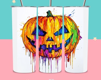 Halloween Tumbler Wrap, Spooky Season 20 oz Tumbler Sublimation Design, Pumpkin Tumbler Wrap, Retro Halloween Tumbler Png, Digital Download