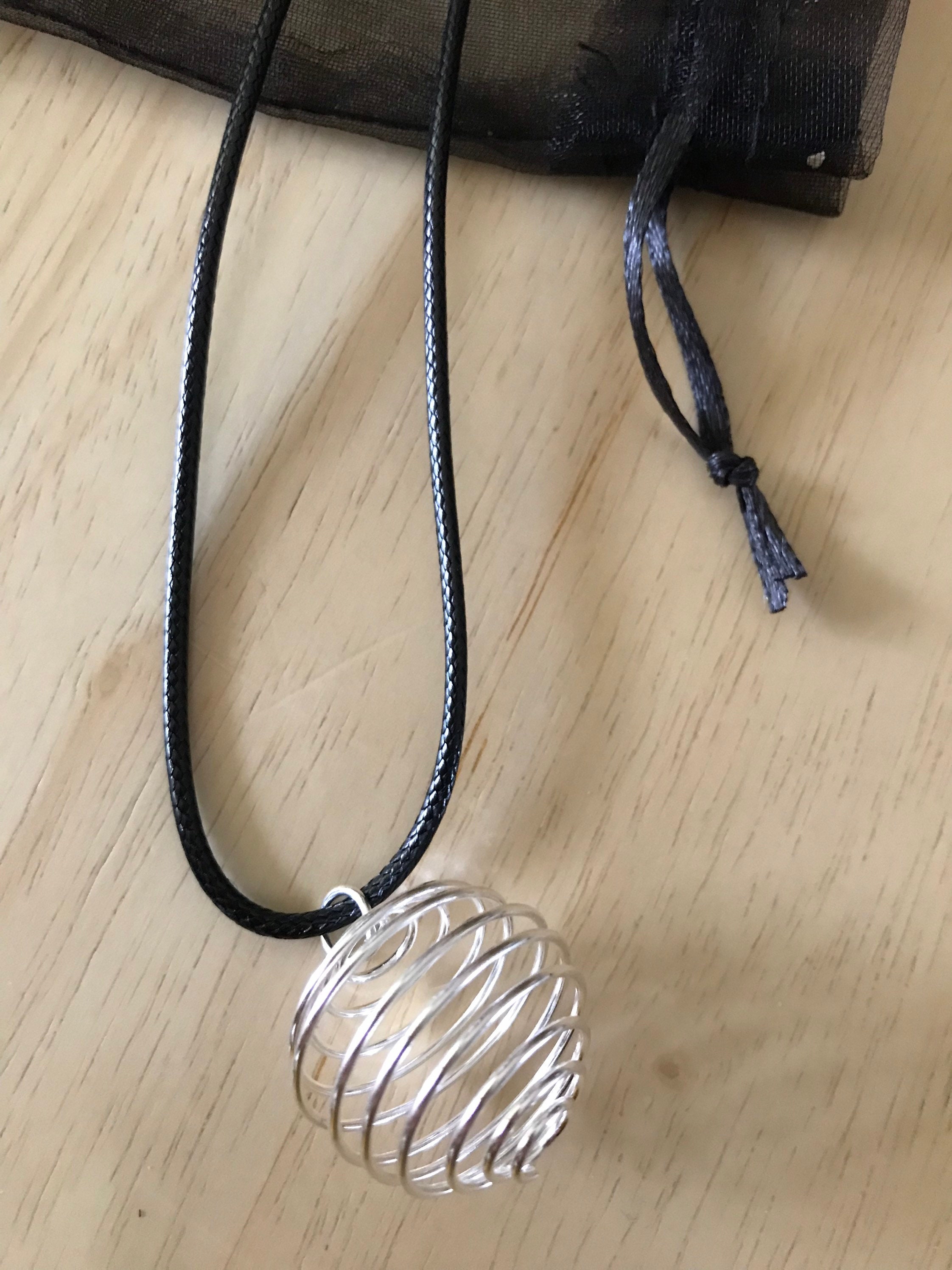 Empty Silver Plated Spiral Cage Pendant Necklace 15mm 20mm or 25mm Bulk  Quantity 1 3 or 5 Tumble Stone Crystal Holder Gemstone Pendulum 