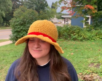 Anime Luffy Hat Cosplay Accessoire Hut, Ruffy Strohhut, Hausgemachte Häkeln