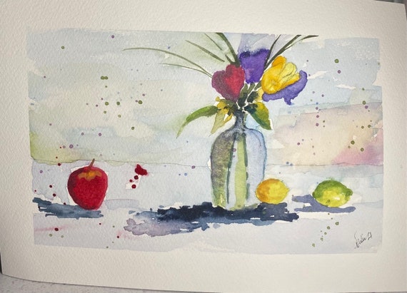 Flowers in Vase original watercolor