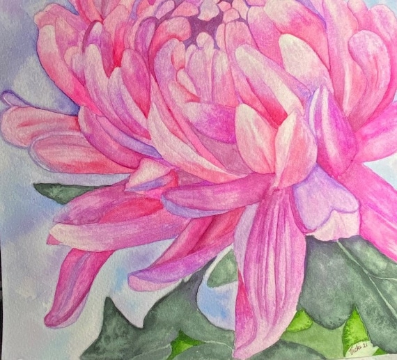 Close-Up Pink Flower watercolor