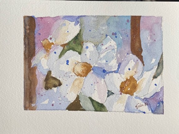 White Flowers original watercolor