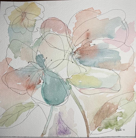 Modern Floral original watercolor