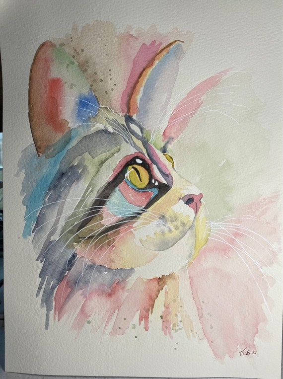 Cat Looking Right original Watercolor