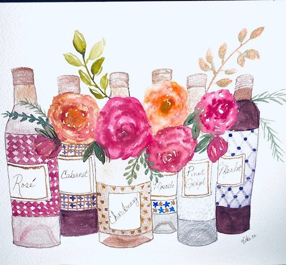 Wine Bouquet Original Watercolor