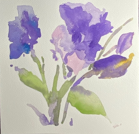 Purple Iris original watercolor