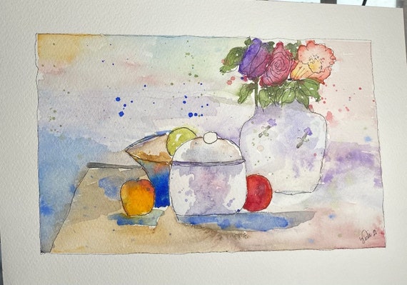 Flowers in Vase original watercolor