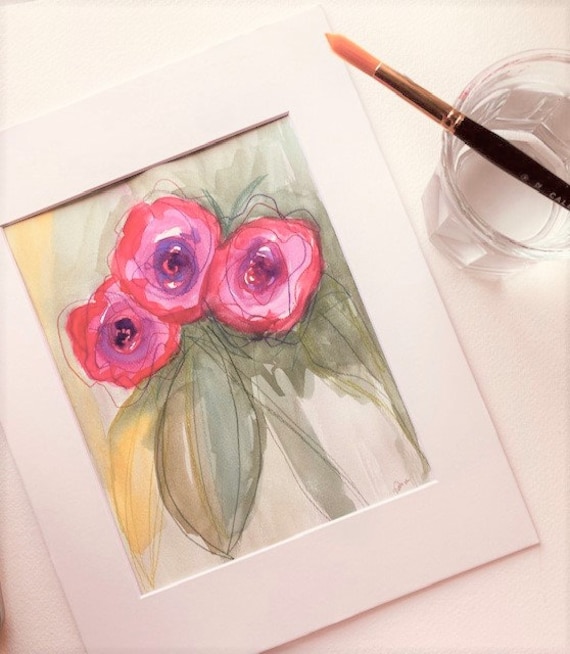 Large Abstract Bouquet Original Watercolor