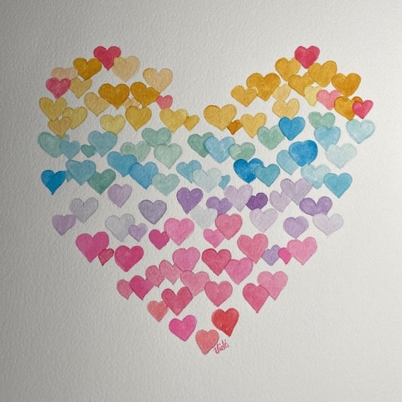 Hearts in Hearts original watercolor