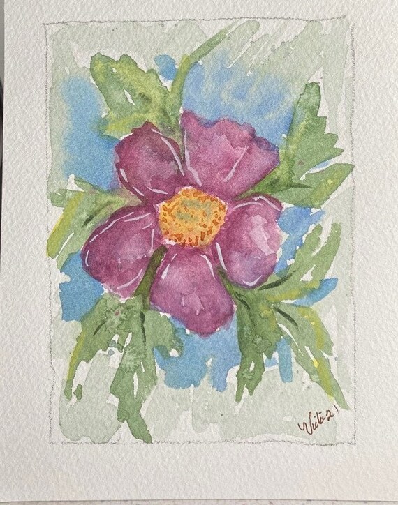 Purple Flower original watercolor
