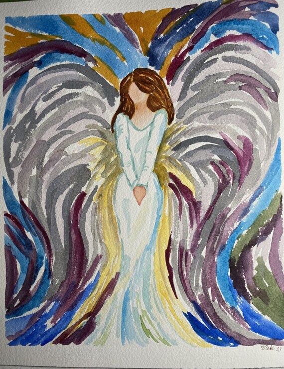 Rainbow Angel original watercolor