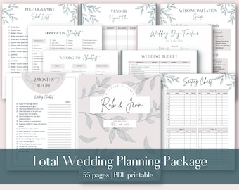 Wedding Planner Printable, Customizable Cover, Wedding Registry, Wedding Budget, Wedding Timeline, Engagement Gift