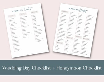 Wedding Day Checklist, Honeymoon Checklist Printable, Wedding Day Essentials, Complete Wedding Checklist