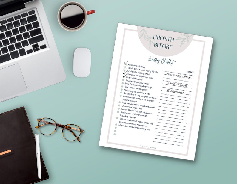 Printable Wedding Monthly Checklist