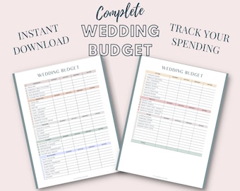 Wedding Budget Printable, Wedding Budget Template, Printable Wedding Budget, Editable PDF, Wedding Finances, Wedding Cost, Wedding Planner