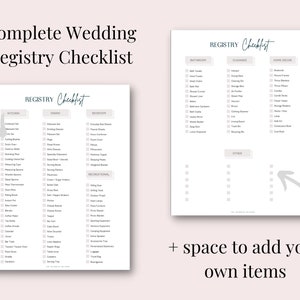 Wedding Registry Checklist, Wedding Registry Printable, Complete Wedding Registry Template, Full Wedding Registry, digital download