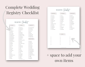 Wedding Registry Checklist, Wedding Registry Printable, Complete Wedding Registry Template, Full Wedding Registry, digital download