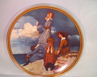 Norman Rockwell Decorative Plate- Waiting on the Shore