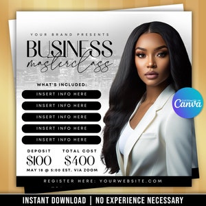 Business Masterclass Flyer, Business Course Template, Business Class Flyer, Wealth Masterclass Flyer, Business Coach Flyer