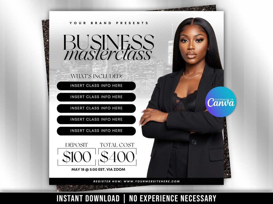 Example Master Class Flyer Business Masterclass Flyer Template, Editable Canva Design - Etsy