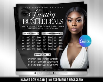Luxury Hair Bundle Deals Flyer Template (CANVA)