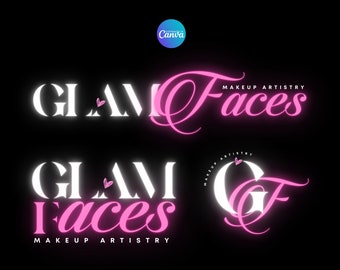 Makeup Artist Logo Templates, DIY Editable Beauty Logo, Canva Design