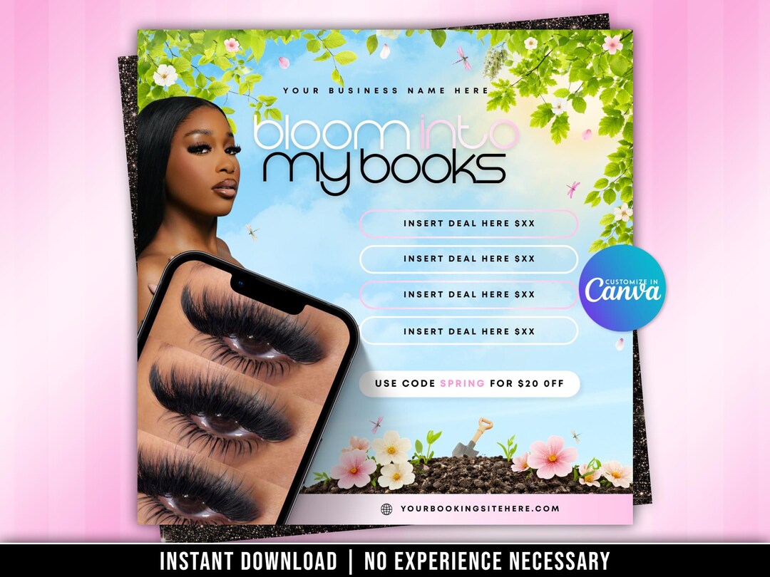 Spring Booking Flyer, March April May June, Spring Sale Template, Hair ...