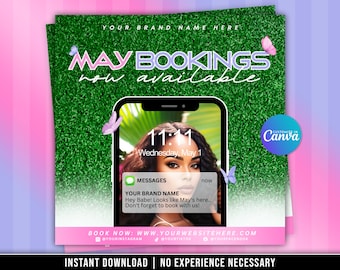 May Bookings Flyer, Spring Appointments, Canva Template (Digital Download)