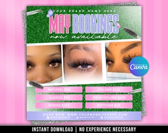 May Lash Specials Flyer, Lash Tech Template (Canva Editierbar)