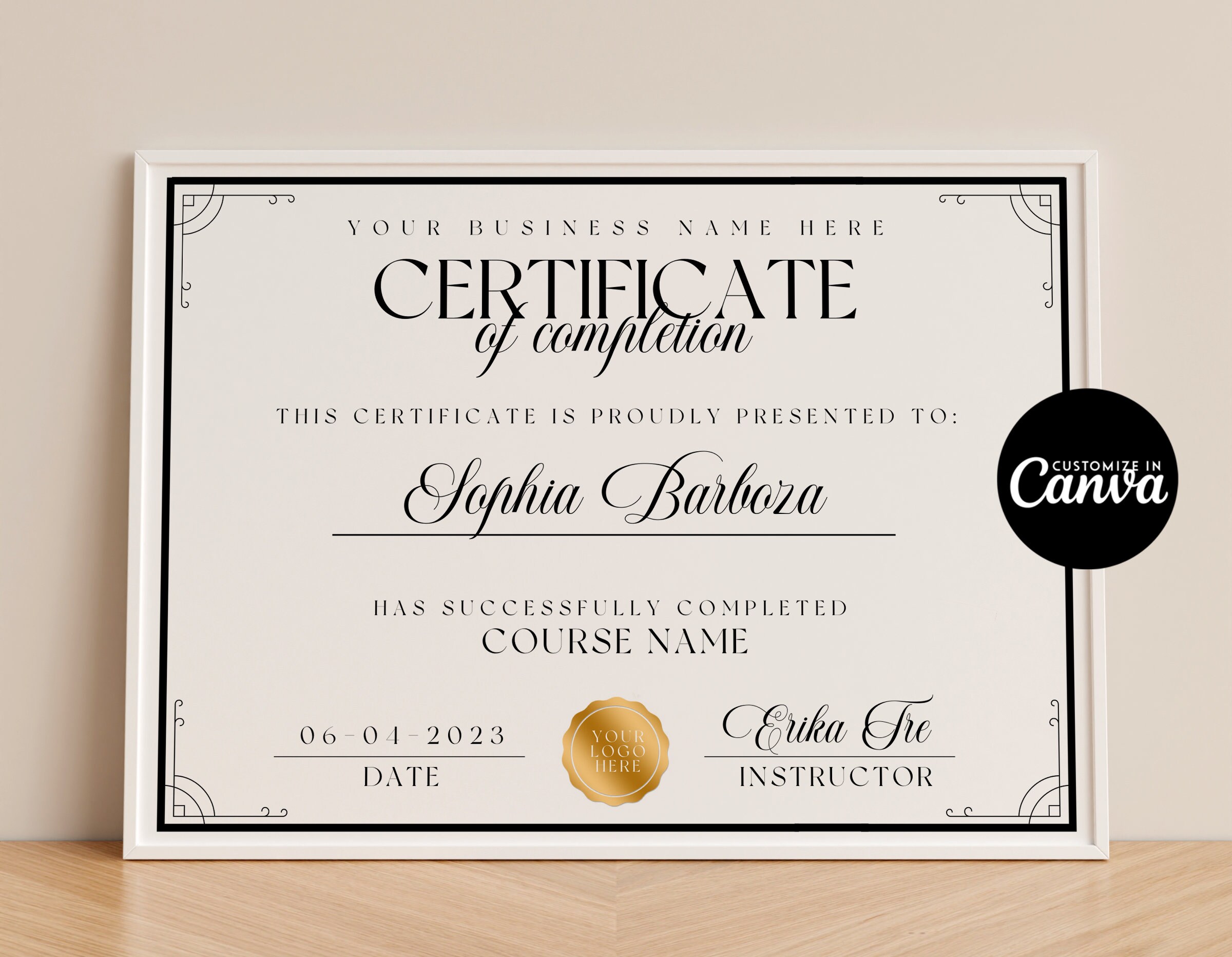 Certificate Template, Beauty Course Certificate Template, DIY Editable ...