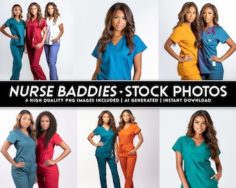 Nurse Stock Photo Bundle, AI Generated PNG Images (Instant Download)