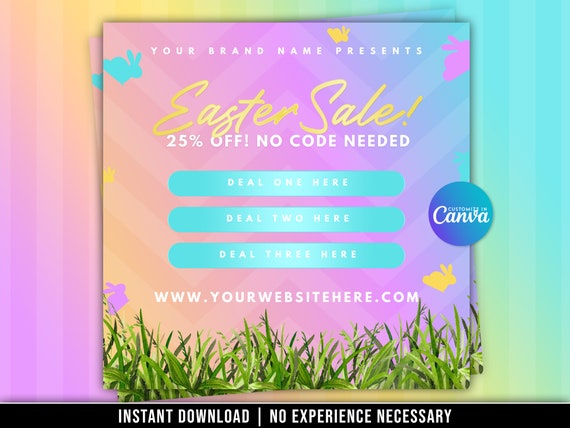 Easter Sale Flyer, Spring Sale Flyer, Easter Template, Easter Deals Flyer, Canva Template
