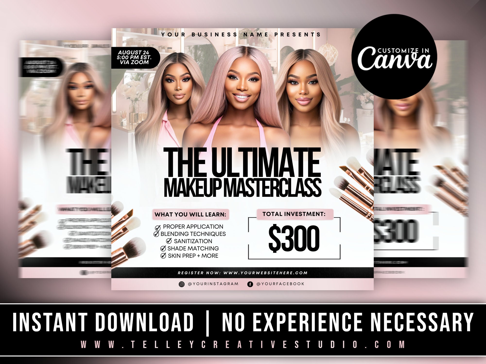 Makeup Masterclass Template DIY Premade Flyers Social Media - Etsy