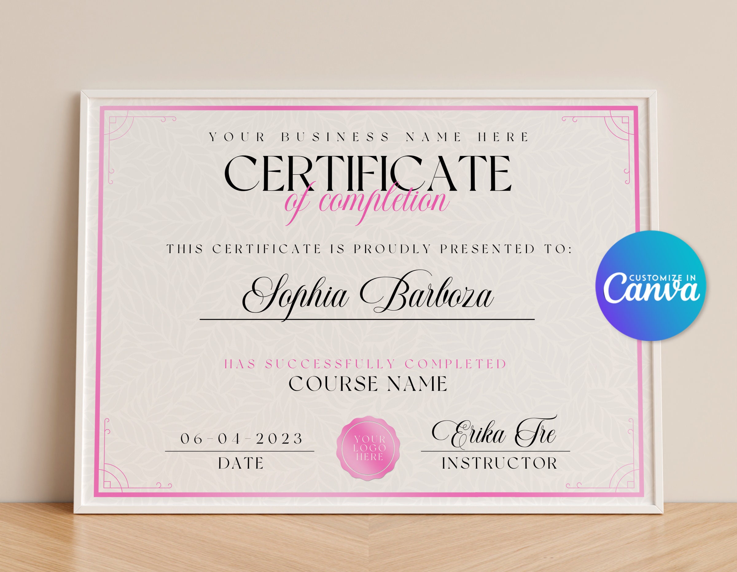 Abschlusszertifikat, Zertifikatvorlage, Lash-Zertifikat, Makeup-Zertifikat, bearbeitbares Zertifikat, Canva-Zertifikat