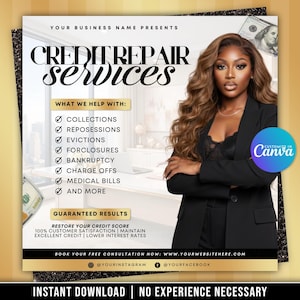 Folleto de reparación de crédito, plantilla empresarial, diseño de Canva editable