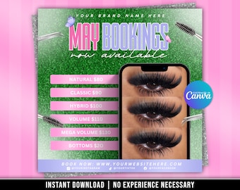 May Lash Specials Flyer, Lash Tech Template (Canva Editierbar)