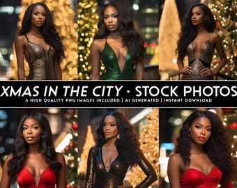 Fotos navideñas de archivo, colección "Navidad en la ciudad" (descarga instantánea en formato PNG)