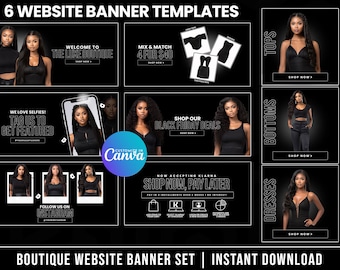 Boutique Website Banner Templates, Canva Editable (PDF)