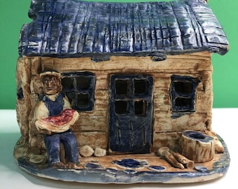 BENNETT POTTERY Sharecropper’s Shack Sculpture Fairhope Alabama Artist 1987