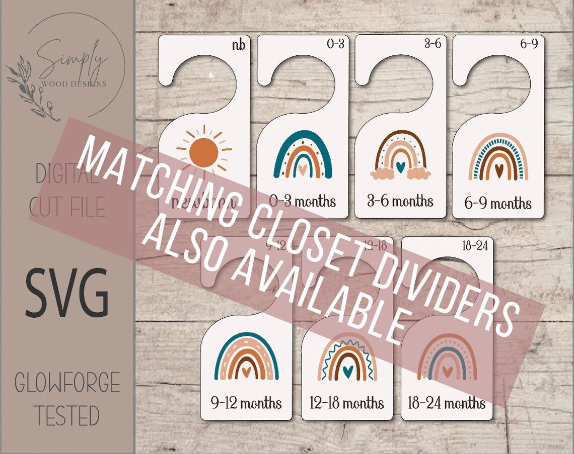Digital Glowforge Laser Cut File | Boho Rainbow Theme Baby Nursery ...