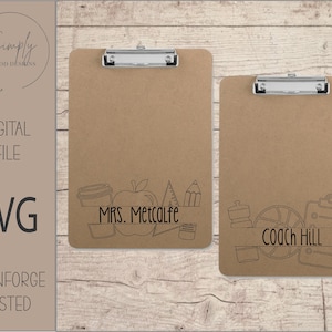 Digitale Lehrer Geschenk Erzieher Personalisierte Klemmbrett | Coach Ende des Jahres Danke | Digitale Datei | Gravur/Scoring Glowforge Ready File